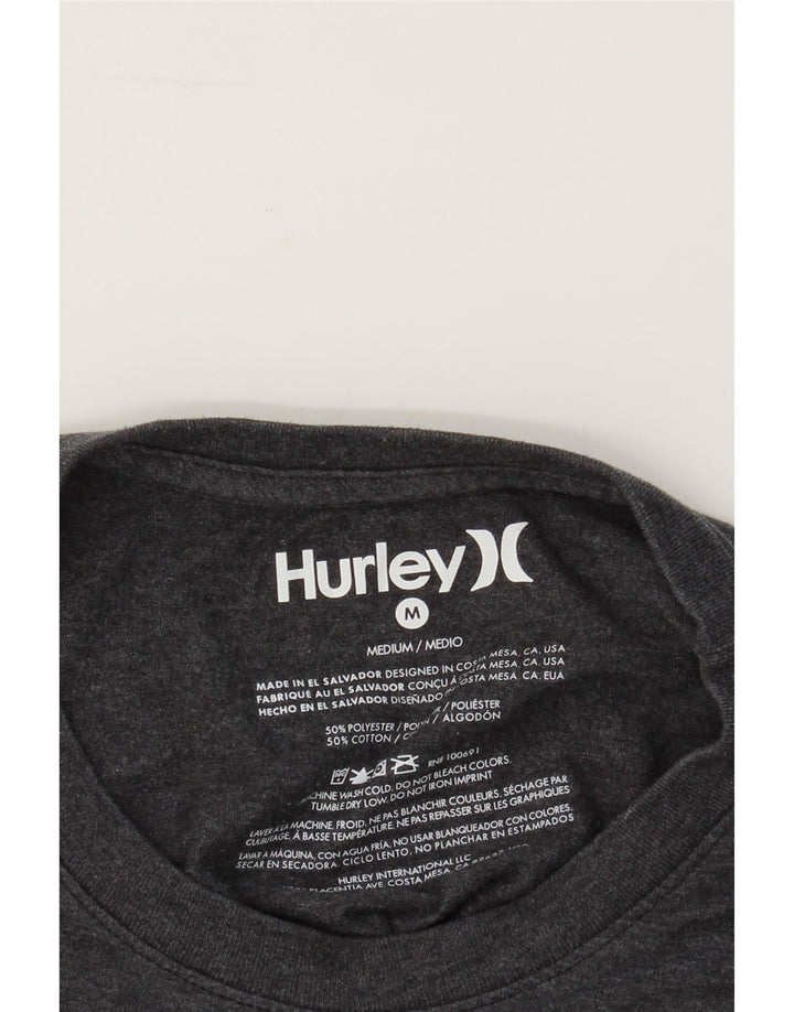 HURLEY Mens Graphic T-Shirt Top Medium Grey Polyester Vintage Hurley and Second-Hand Hurley from Messina Hembry 