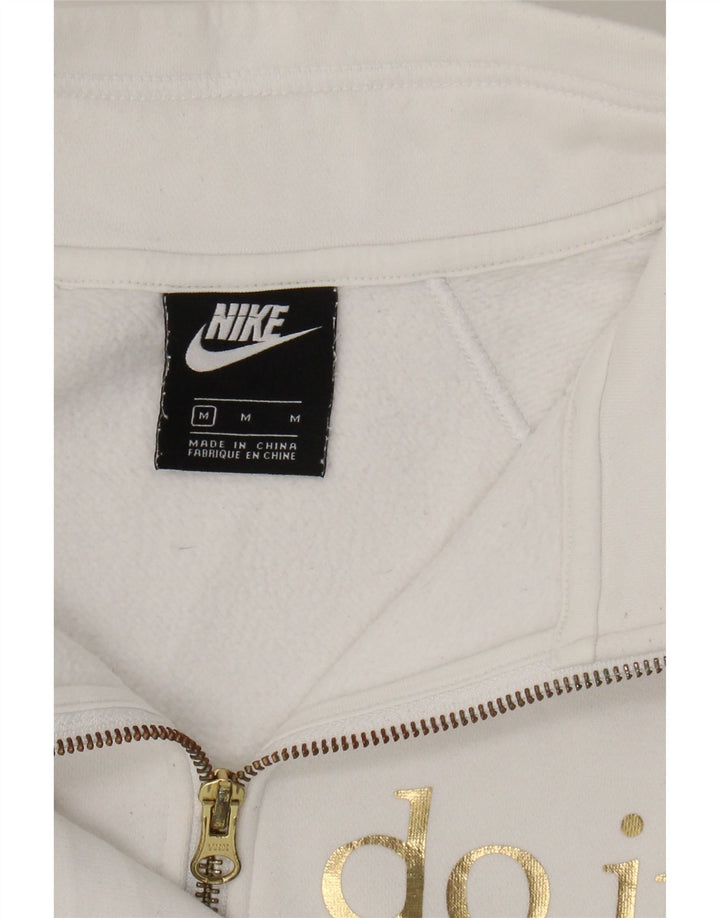 NIKE Womens Graphic Crop Sweatshirt Jumper UK 14 Medium White Cotton Vintage Nike and Second-Hand Nike from Messina Hembry 