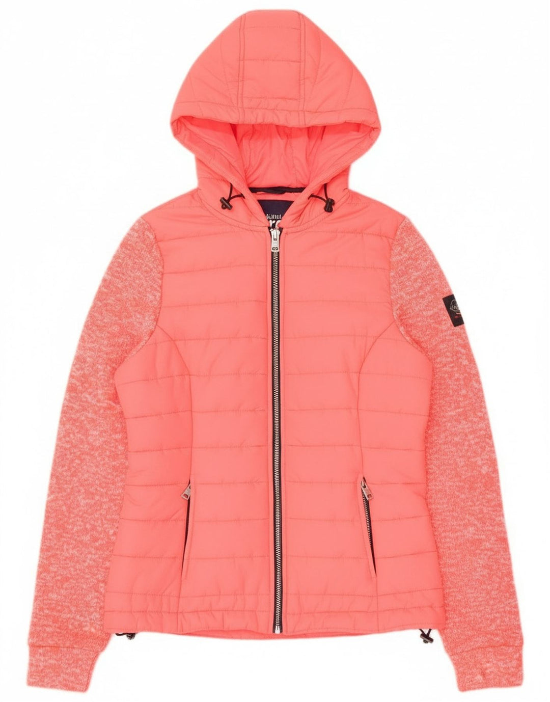 Superdry Bomberjakke med hætte til kvinder UK 8 Small Pink Flecked Nylon