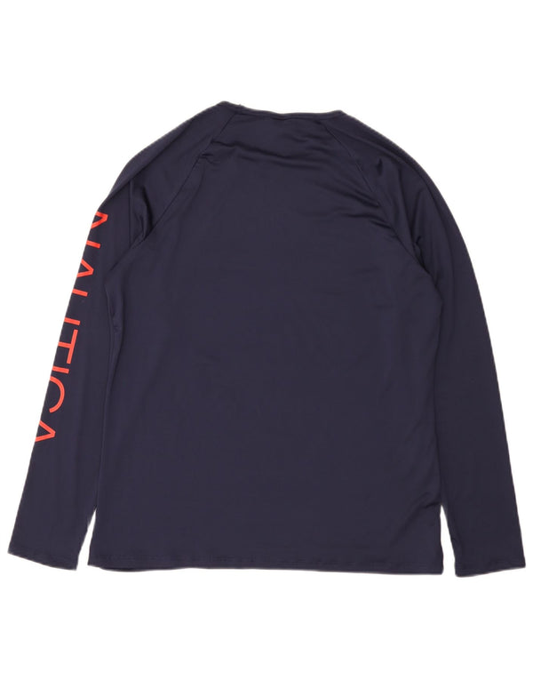 Nautica Dame Grafisk Top Langærmet UK 18 XL Navy Blue Polyester