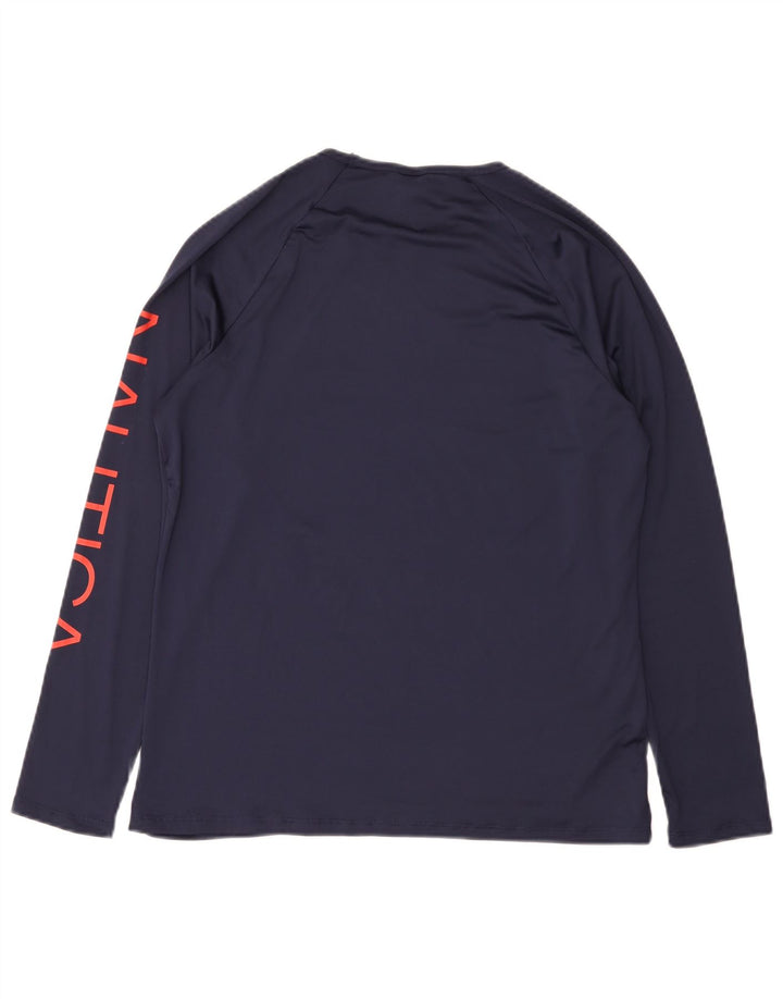 Nautica Dame Grafisk Top Langærmet UK 18 XL Navy Blue Polyester