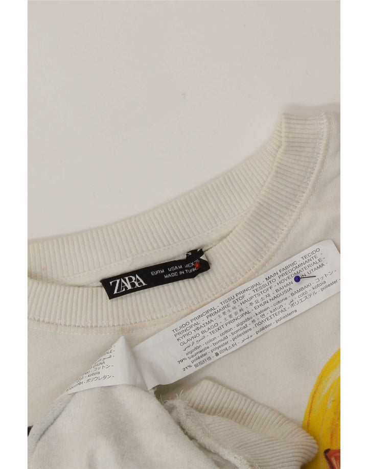 Zara sweatshirt med abstrakt mønster til kvinder UK 14 Medium Off White