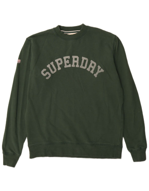 Superdry Womens Graphic Oversized Sweatshirt Jumper UK 10 Small Green