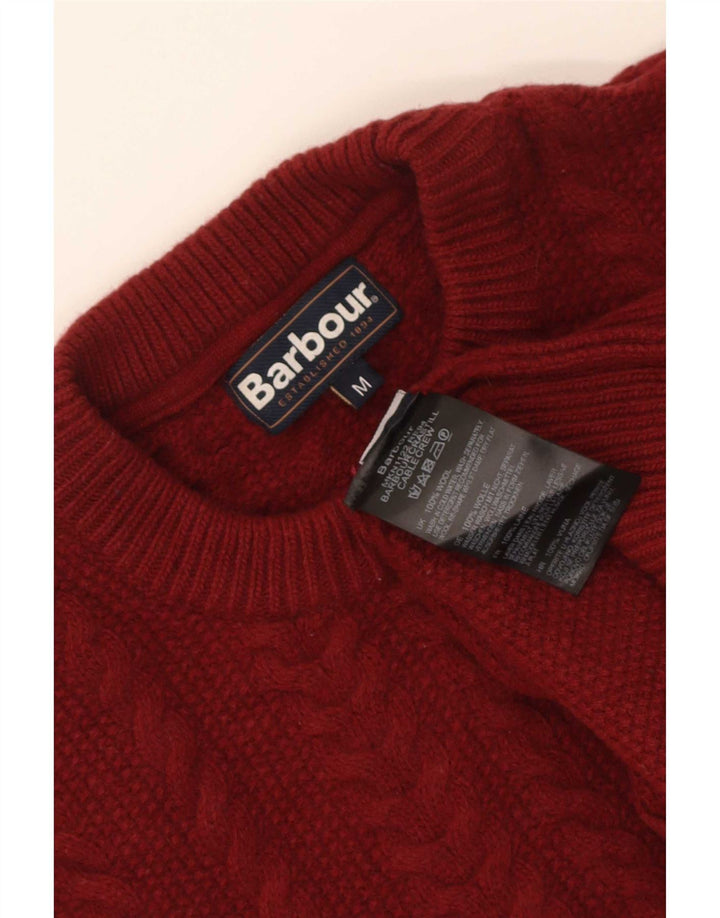 Barbour Herre Crew Neck Jumper Sweater Medium Maroon Uld