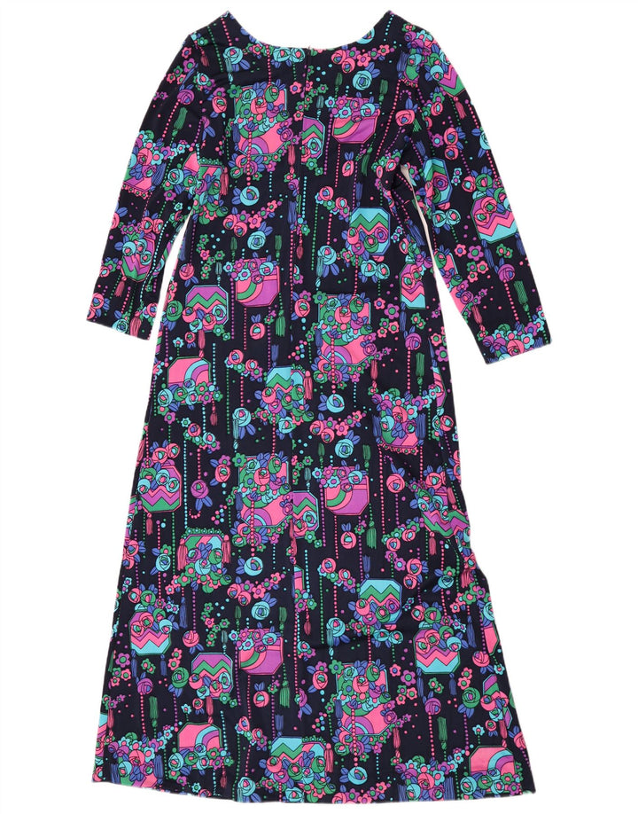 Vintage Dame Maxi A-Line Kjole IT 44 Medium Multicolored Floral Retro