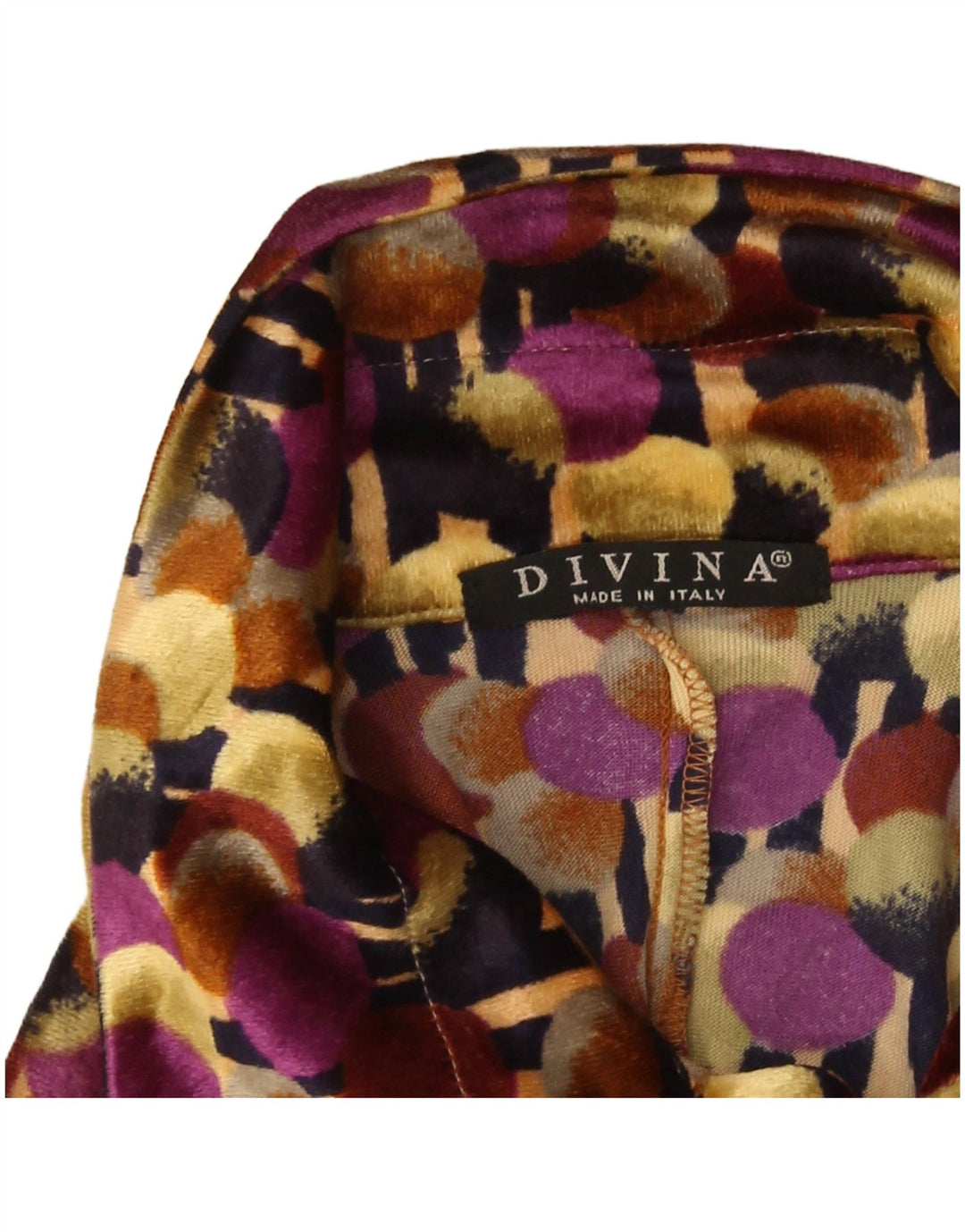 Divina Dame Velour Skjorte Bluse UK 12 Medium Multicolored Spotted