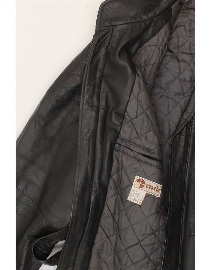 ESSEBI Mens Leather Jacket IT 50 Large Black Leather Vintage Essebi and Second-Hand Essebi from Messina Hembry 