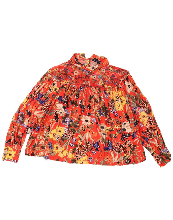 French Connection Dame Langærmet Bluse Top UK 16 Large Red Floral