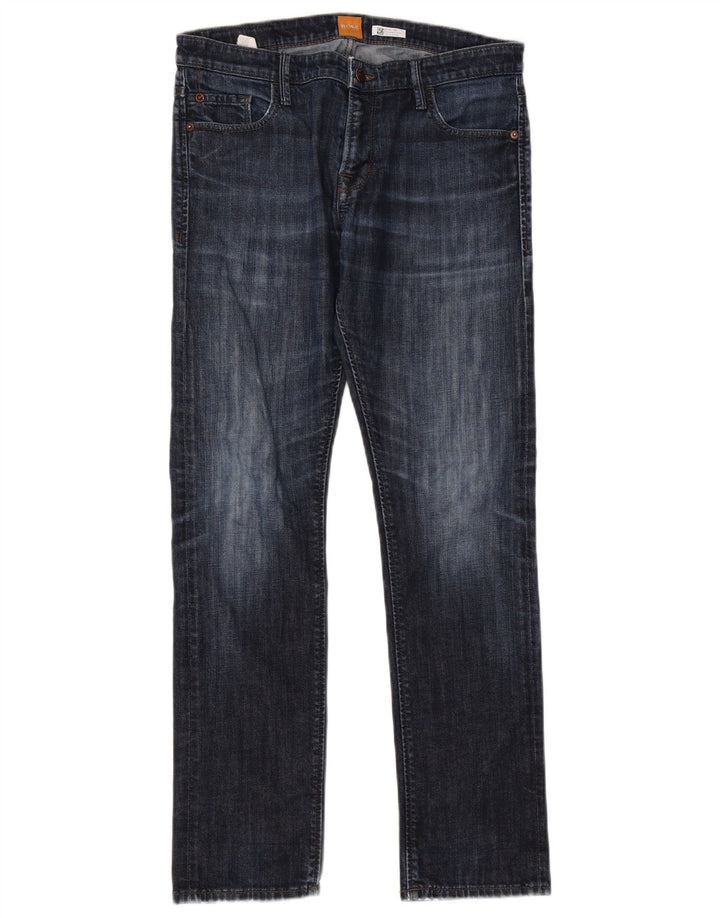 Hugo Boss Straight Jeans til mænd W33 L32 Marineblå bomuld