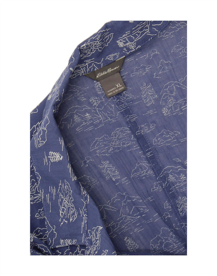 EDDIE BAUER Womens Abstract Pattern Shirt Blouse UK 18 XL Blue Vintage Eddie Bauer and Second-Hand Eddie Bauer from Messina Hembry 