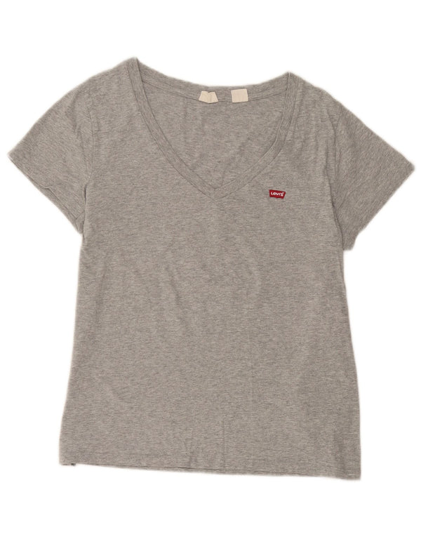 Levi's Dame T-Shirt Top UK 14 Stor Grå Flecked Bomuld