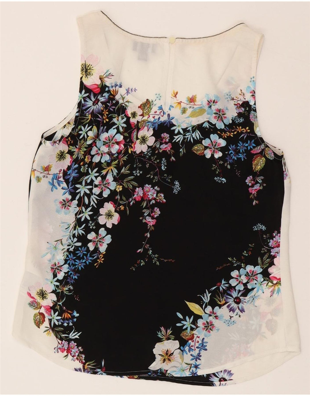 Oasis Dame ærmeløs bluse Top UK 8 Small White Floral Polyester