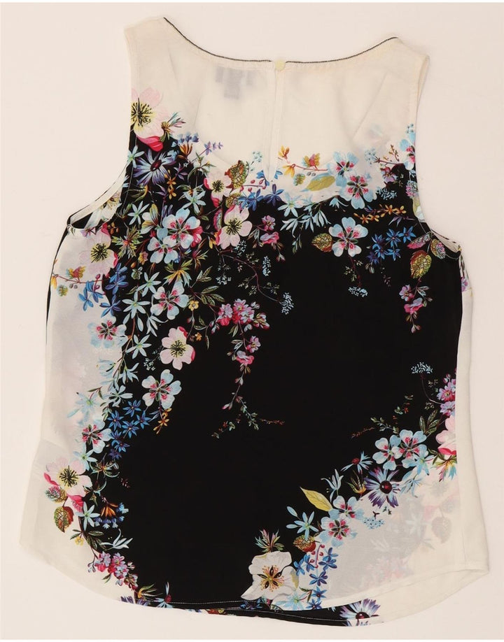 Oasis Dame ærmeløs bluse Top UK 8 Small White Floral Polyester