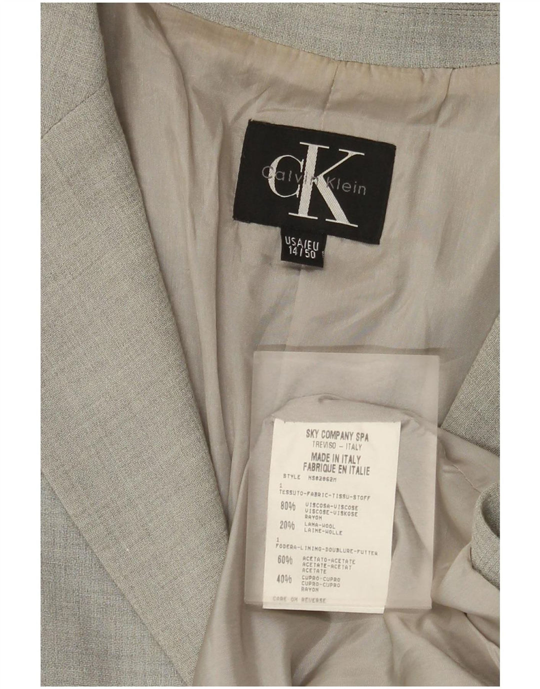 Calvin Klein Dame 3-knaps blazerjakke US 14 XL Grå viskose