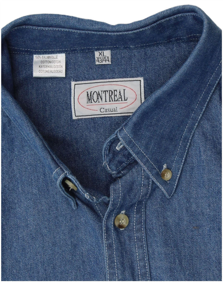 VINTAGE Denimskjorte til mænd Størrelse 43/44 XL Blå Bomuld