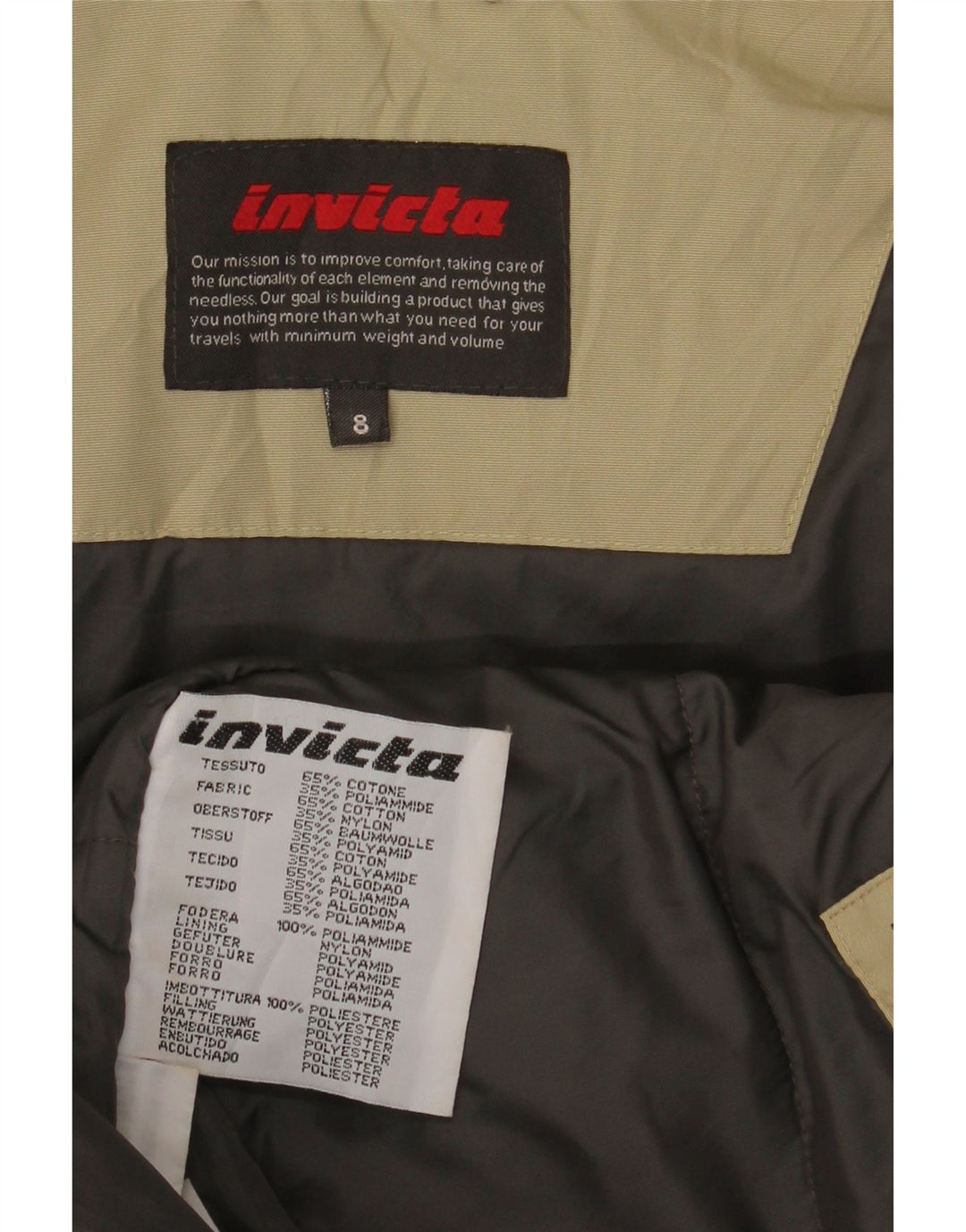 Invicta Dame 3/4-ærmet polstret jakke UK 8 Lille beige bomuld
