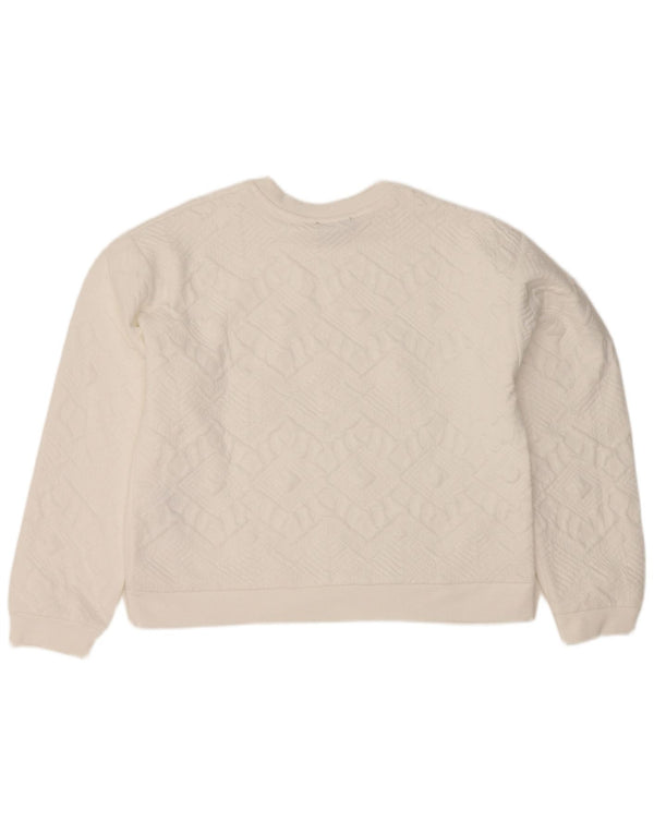 Zara Womens Crop Oversized Sweatshirt Jumper UK 10 Small White Geometric