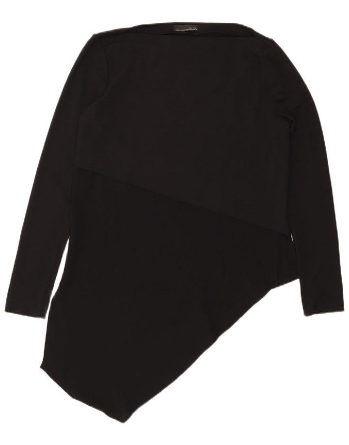 Zara Dame Asymmetrisk Top Langærmet UK 12 Medium Sort