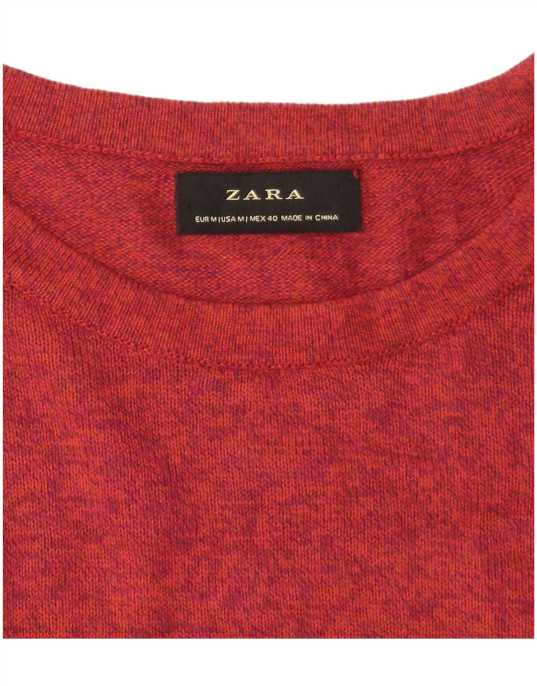 Zara Herre Boat Neck Jumper Sweater Medium Rød Flecked