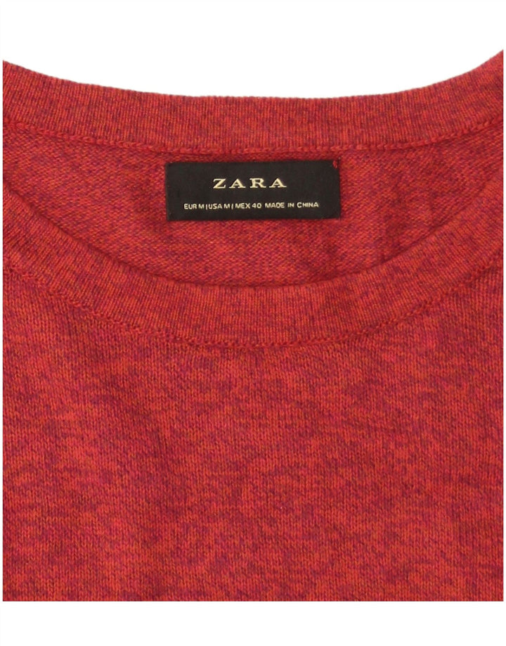 Zara Herre Boat Neck Jumper Sweater Medium Rød Flecked