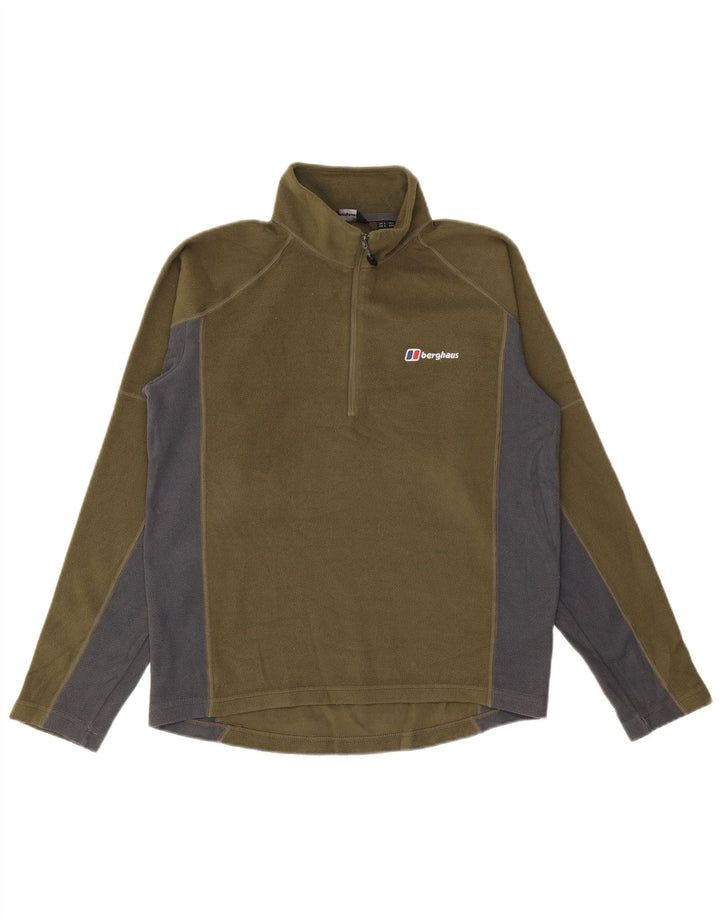 BERGHAUS Fleece Jumper med lynlås til mænd Small Khaki Colourblock Polyester