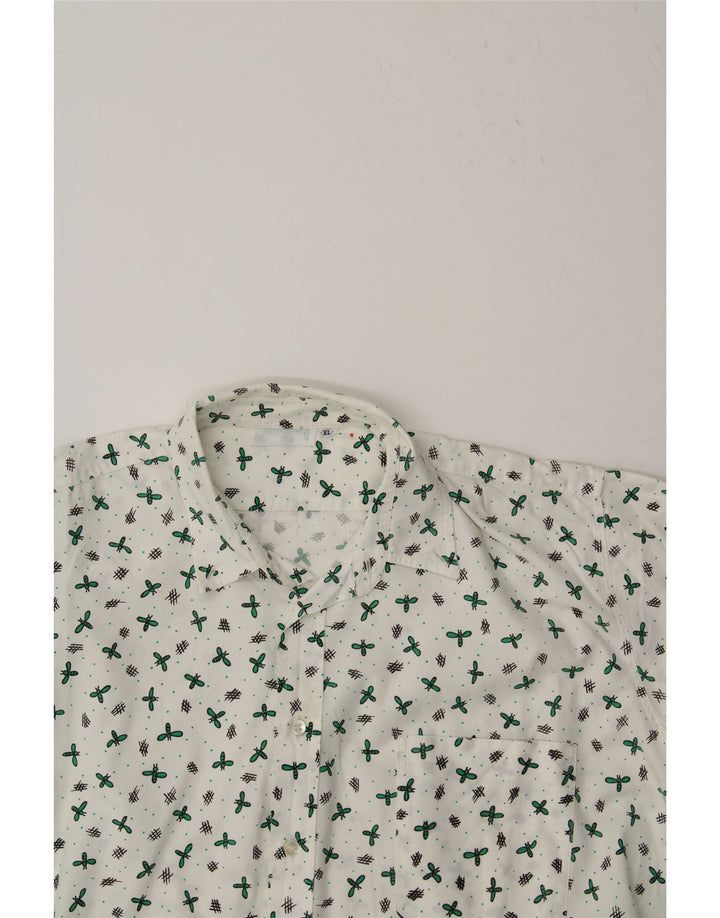 VINTAGE Mens Abstract Pattern Shirt XL White Vintage Vintage and Second-Hand Vintage from Messina Hembry 