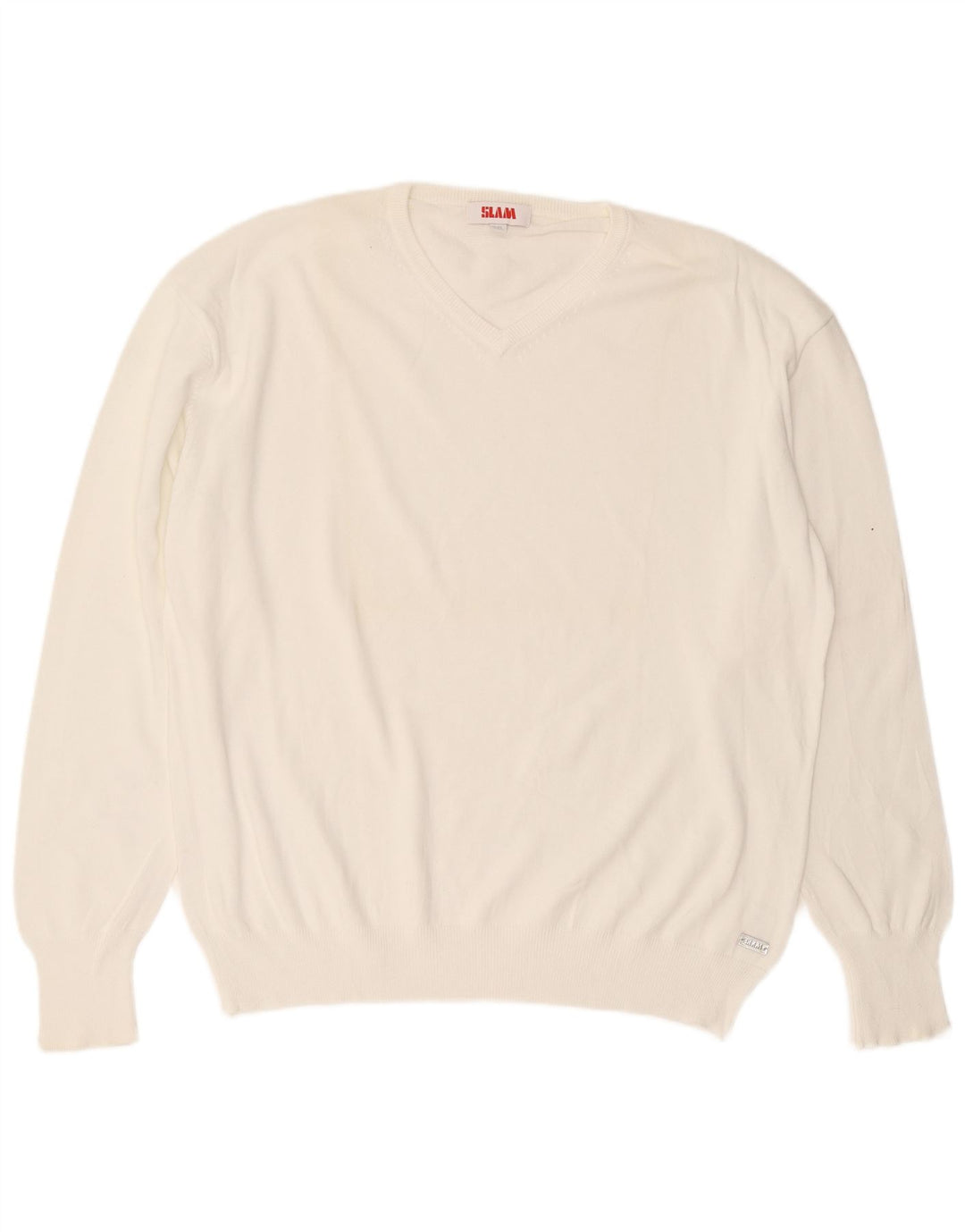 Slam Herre V-hals sweater 3XL Hvid Bomuld