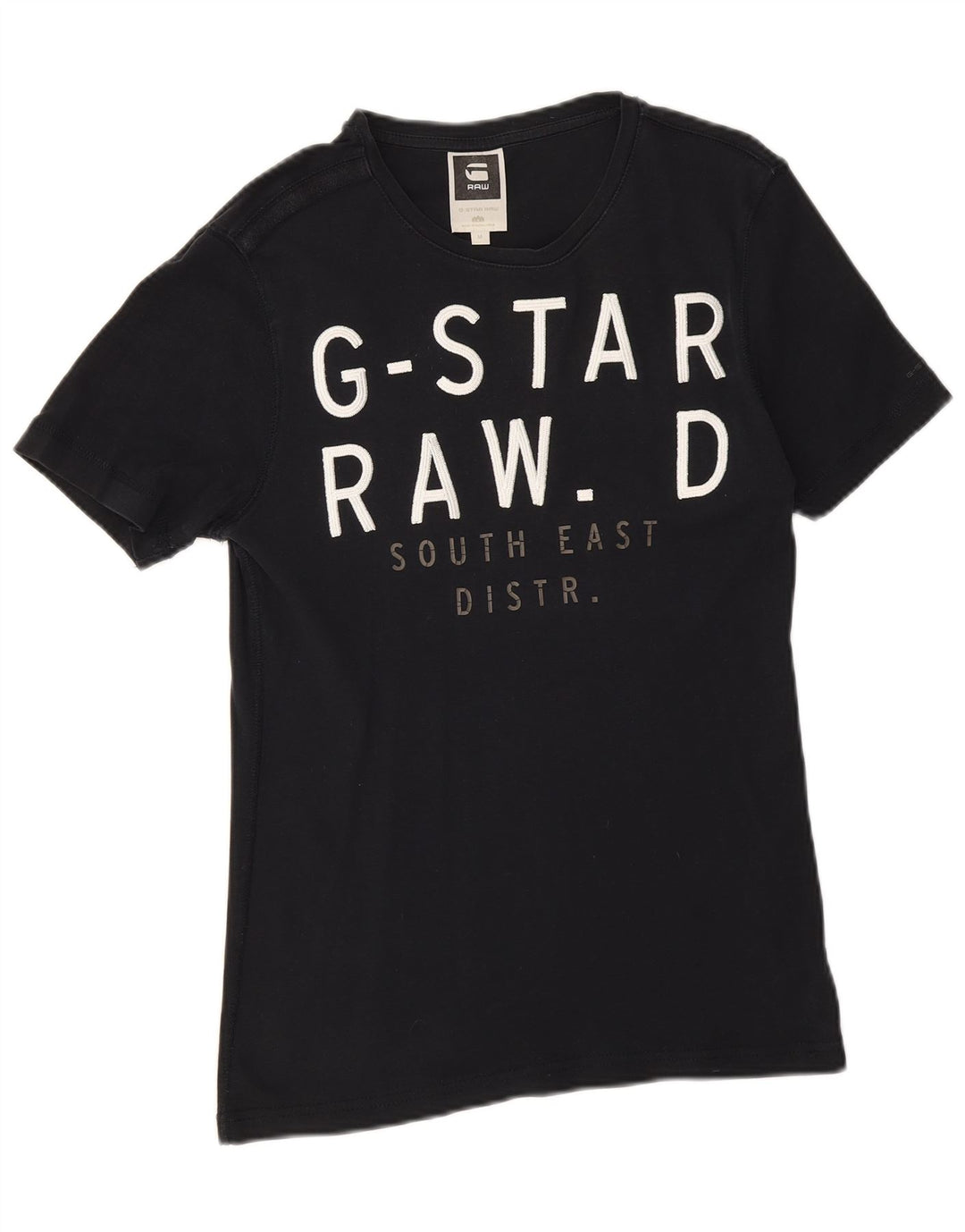 G-Star Dame Grafisk T-Shirt Top UK 12 Medium Navy Blue