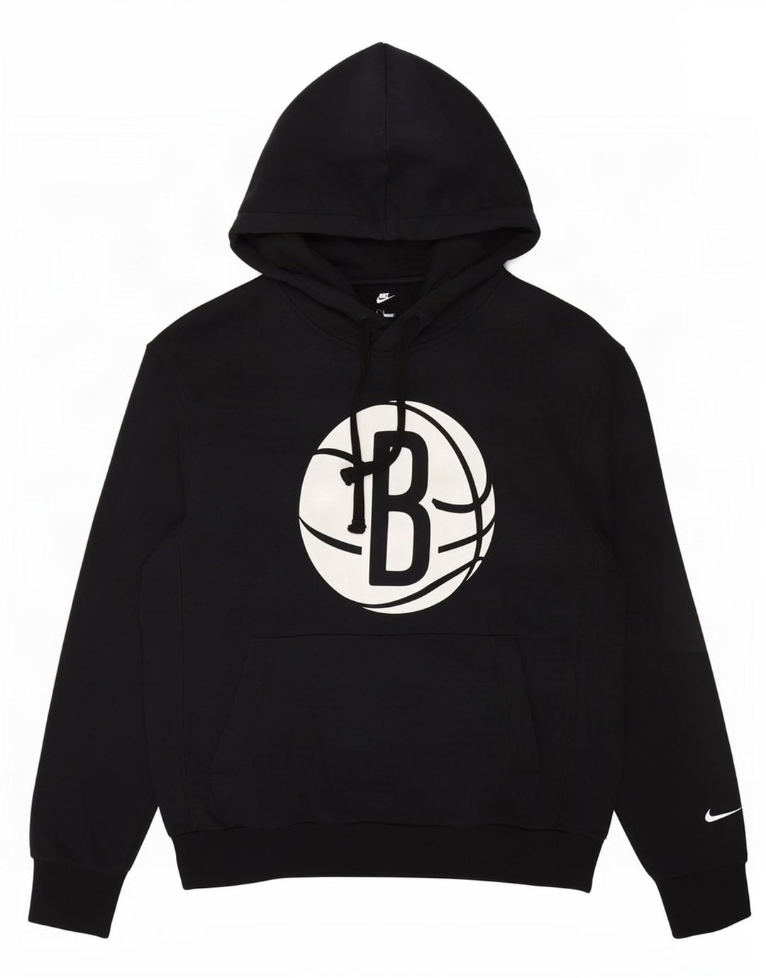 Nike Herre Brooklyn Nets Grafisk Hoodie Jumper Lille Sort Bomuld