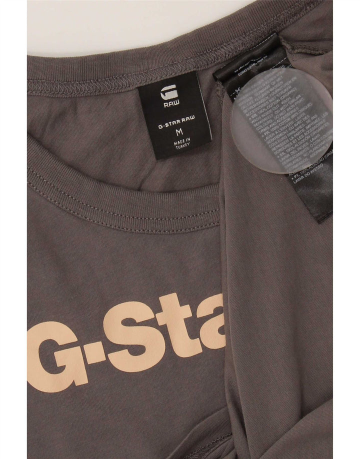 G-Star Dame Grafisk T-Shirt Top UK 12 Medium Grå Bomuld