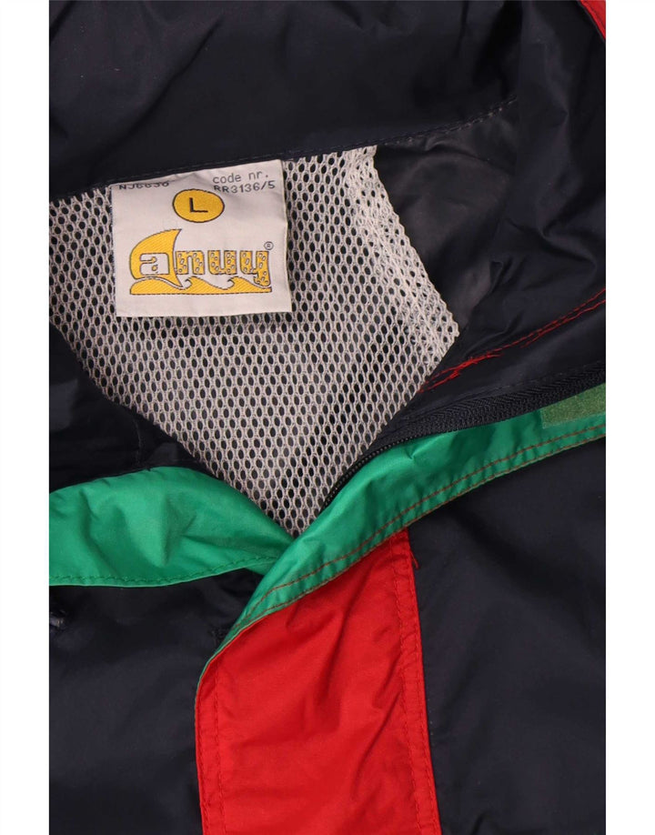 Anuy Regnjakke til mænd UK 40 Large Navy Blue Colourblock Nylon