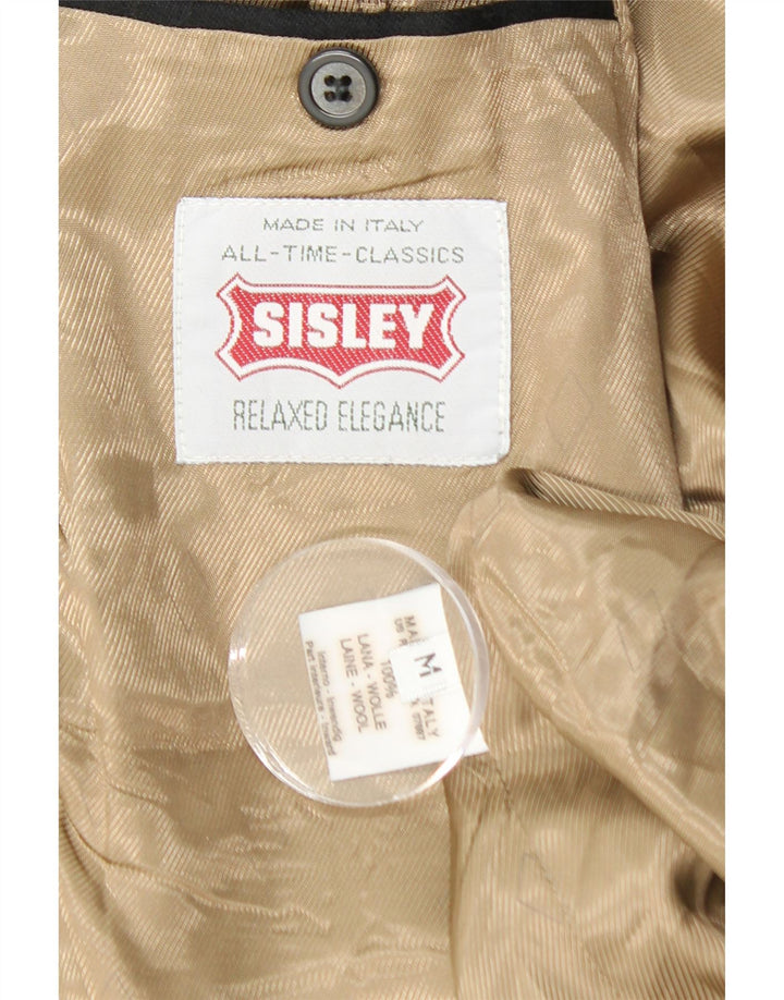 SISLEY Herre Double Breasted Blazer Jacket UK 38 Medium Black Wool