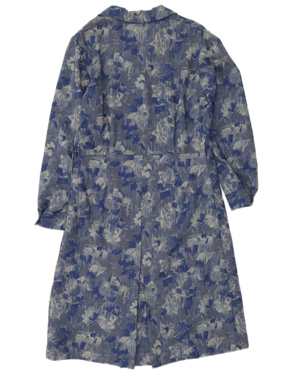 Vintage Dame Langærmet Maxi Kjole UK 6 XS Blue Floral
