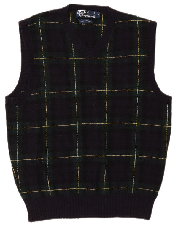Polo Ralph Lauren Herrevest Tank Top Lille marineblå ternet lammeuld