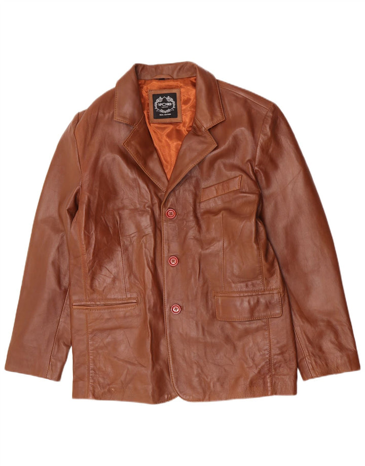Vintage herre 3-knaps læder blazerjakke UK 40 Stor brunt læder