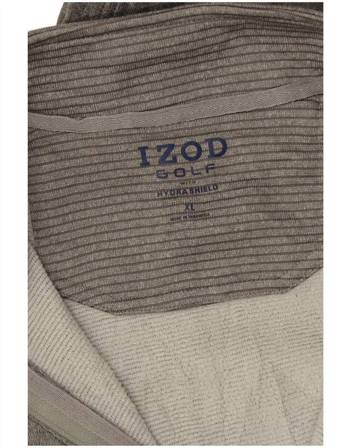 Izod Herre Golf Zip Neck Jumper Sweater XL Gråstribet