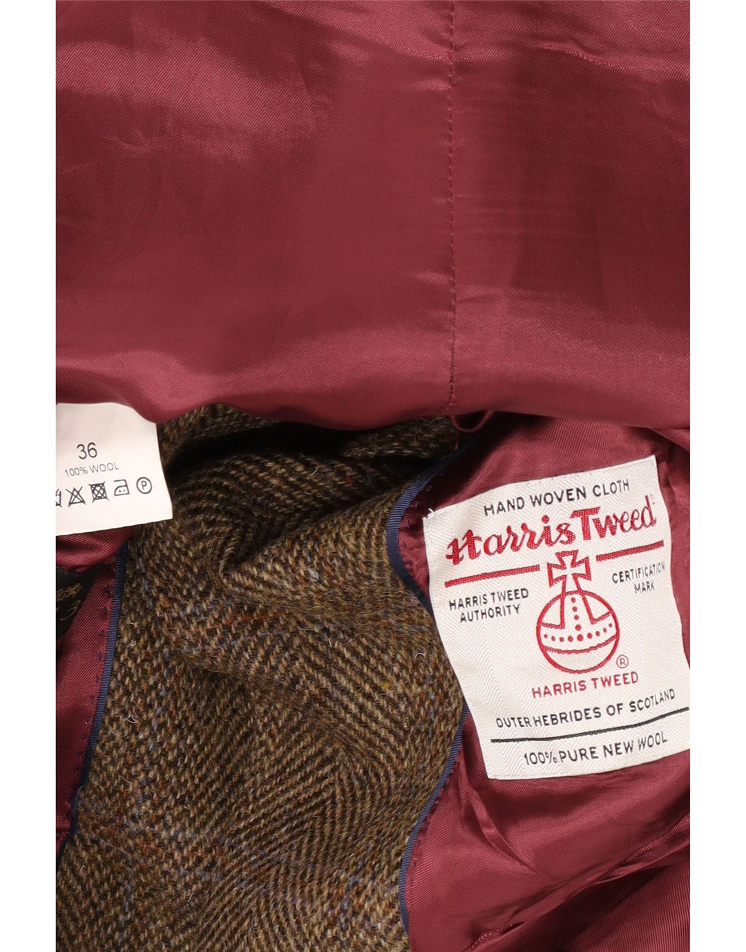 Harris Tweed Herre 2-knaps blazerjakke UK 36 Lille brun ternet uld
