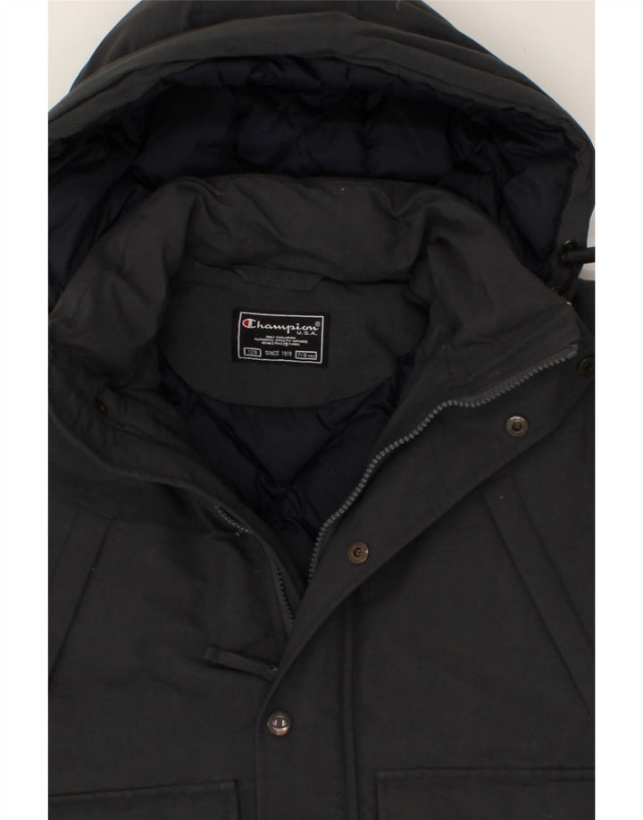 CHAMPION Boys Hooded Padded Jacket 7-8 Years Grey Vintage Champion and Second-Hand Champion from Messina Hembry 