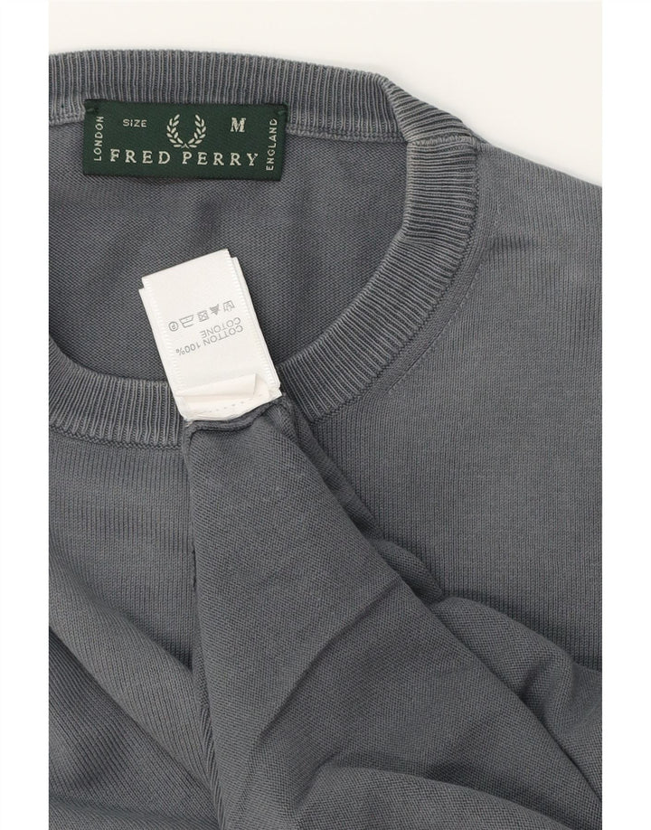 FRED PERRY Herre sweater med rund hals, mellemgrå bomuld