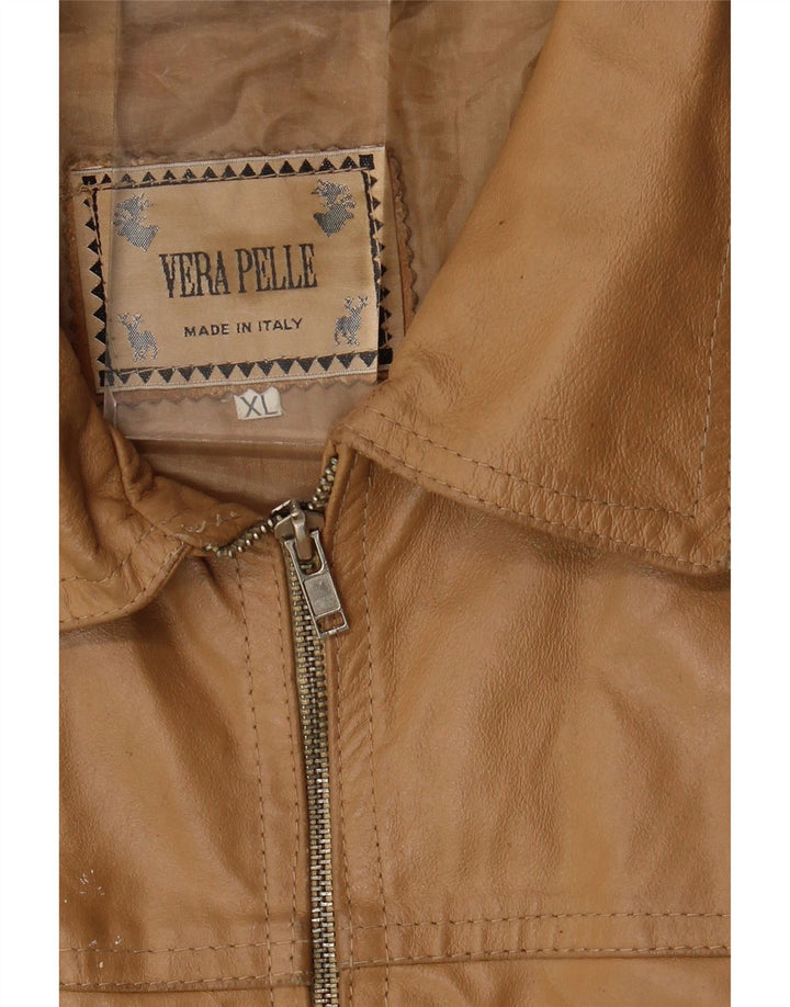 Vintage læderjakke til kvinder UK 18 XL beige læder
