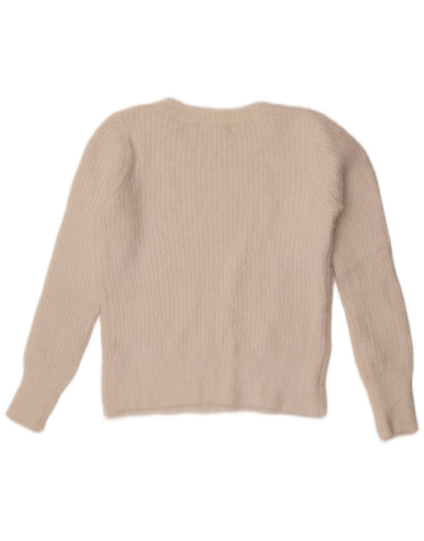 Oasis Womens Crop Boat Neck Jumper Sweater UK 6 XS Hvid Polyamid