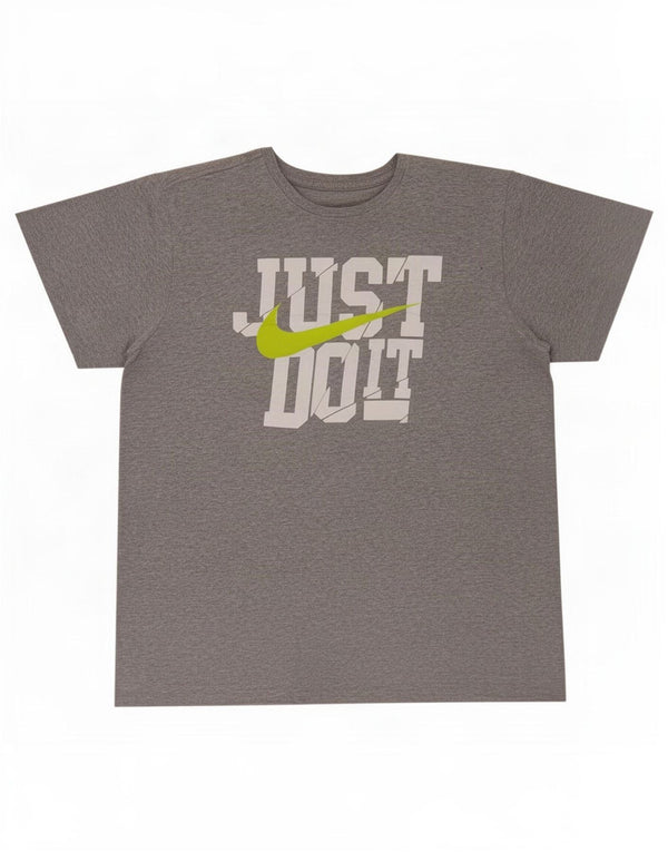 Nike Womens Athletic Cut Graphic T-Shirt Top UK 16 Large Grey Cotton