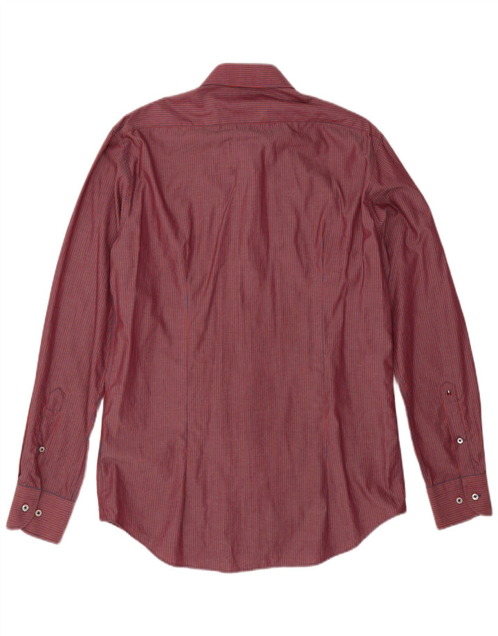 Tommy Hilfiger Herre skræddersyet skjorte str. 40 15 3/4 Medium rød nålestribe