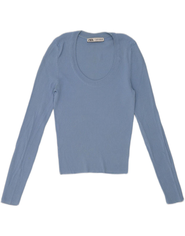 Zara Dame Langærmet Top Langærmet UK 12 Medium Blue