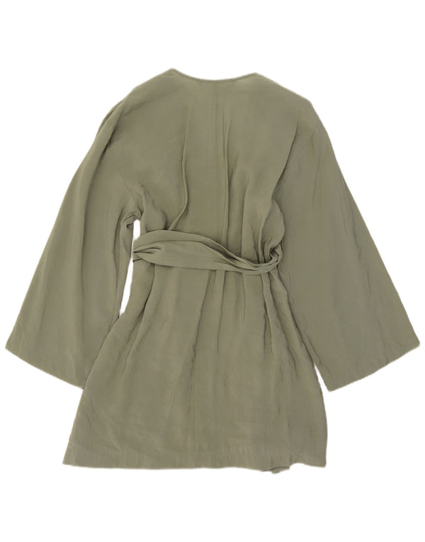 Zara Kvinde slå-omkjole UK 10 Small Khaki Modal