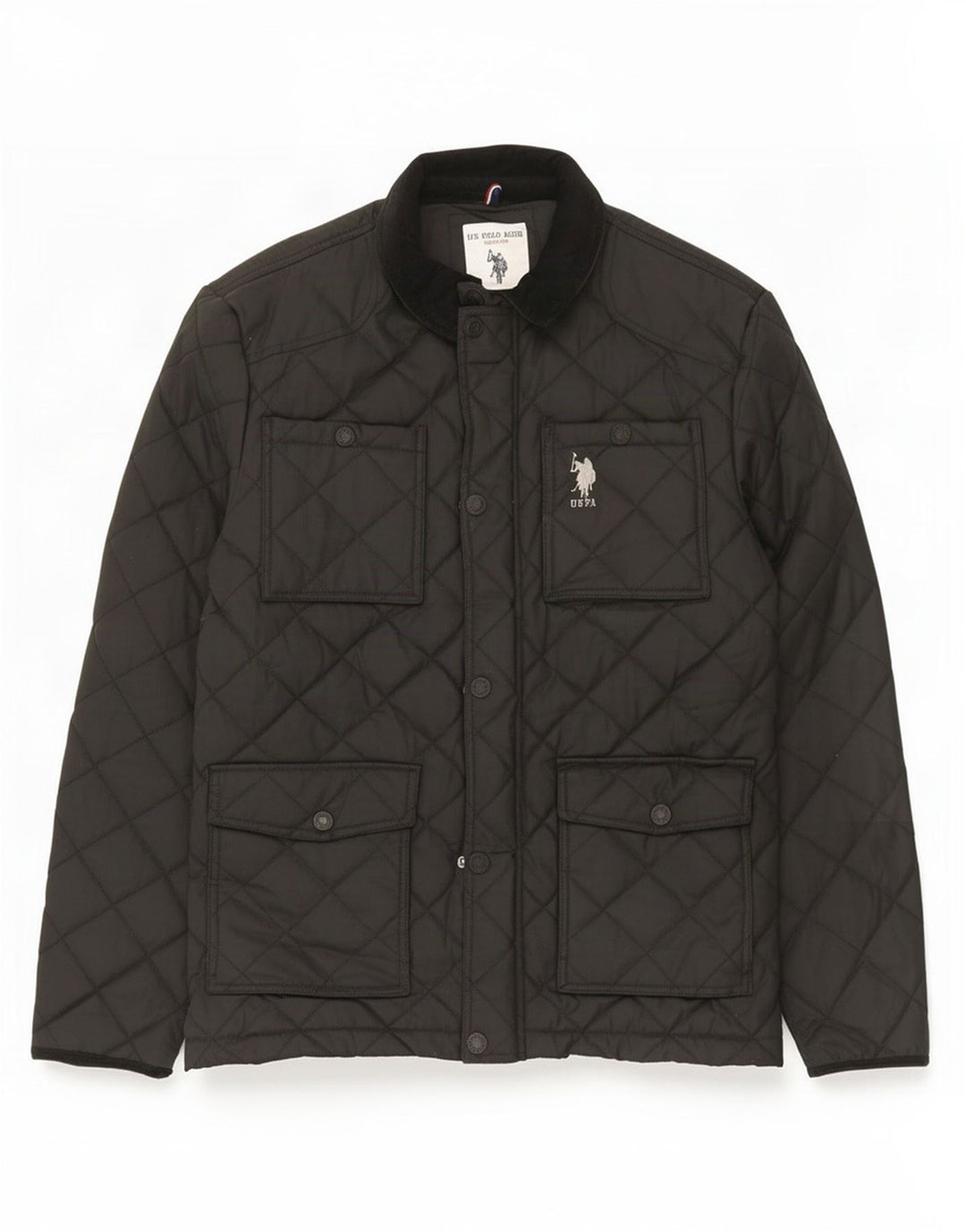 U.S. Polo Assn. Herre quiltet jakke UK 38 Medium Sort Bomuld