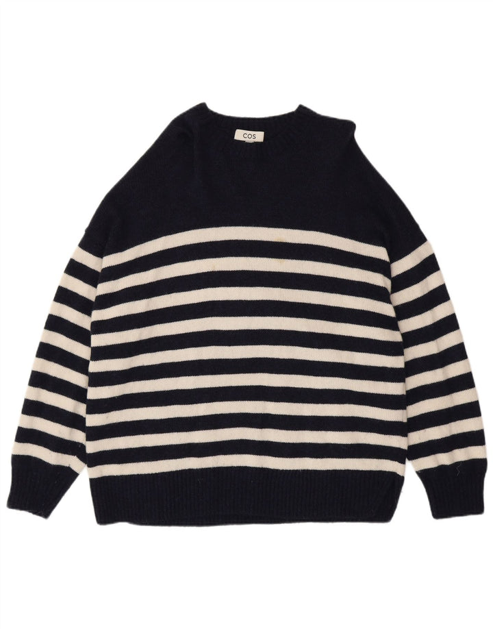 Cos Dame sweater med rund hals DK 14 Mellem marineblå stribet uld