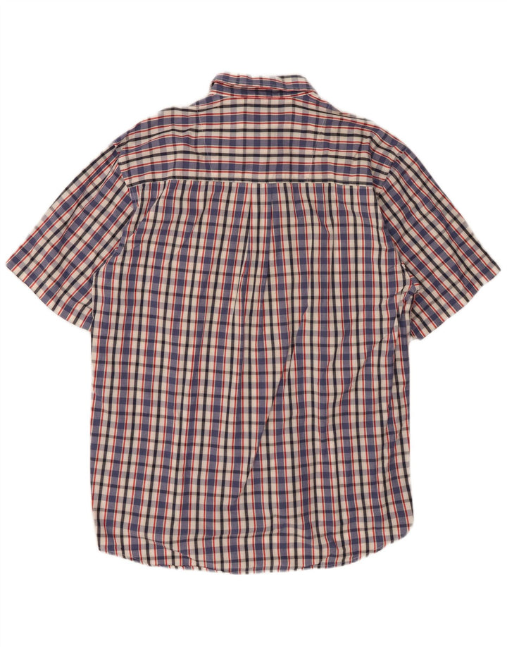 LERROS Mens Short Sleeve Shirt Large Blue Check Cotton