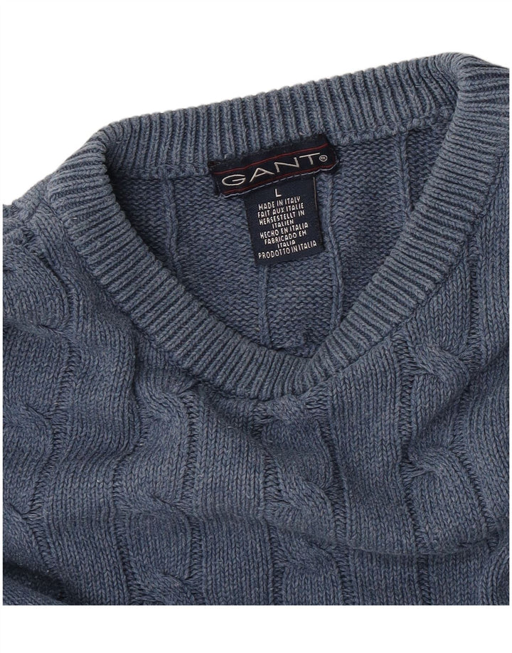 Gant herre rund hals sweater stor blå bomuld