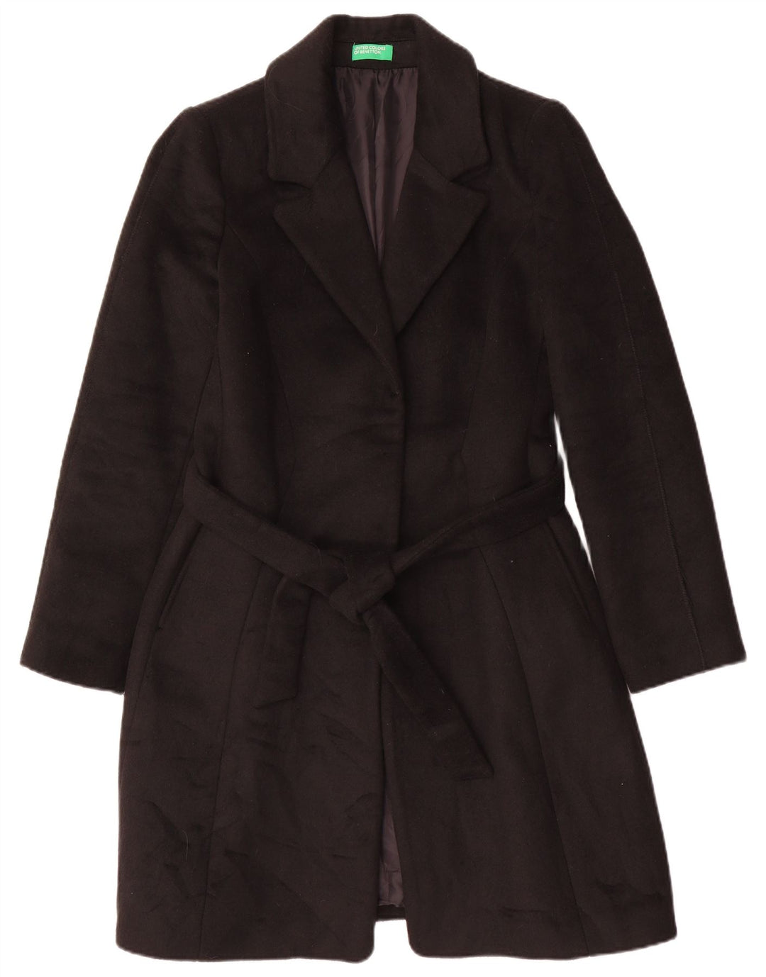 Benetton Dame Overfrakke UK 12 Medium Sort Polyester
